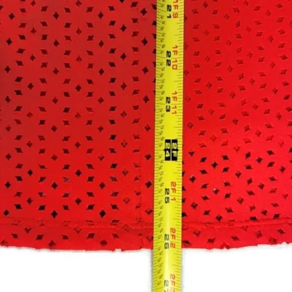 Thalia Sodi Eyelet Dress XL Red Hibiscus Bloom Spaghetti Straps Back Zip New - Picture 8 of 10